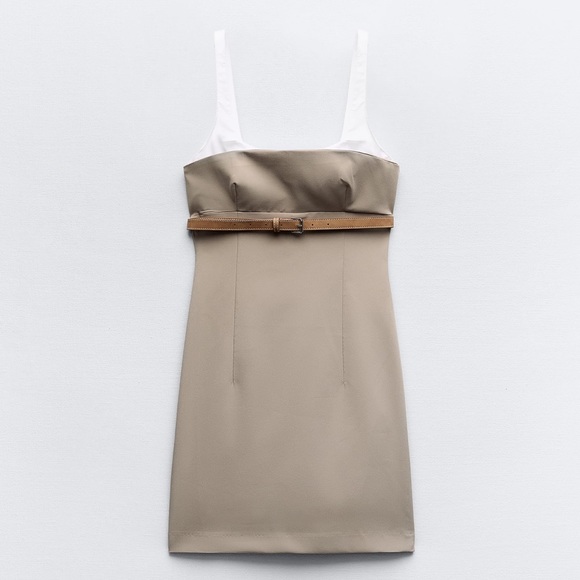ZARA COMBINATION BELTED DRESS - Picture 2 of 6